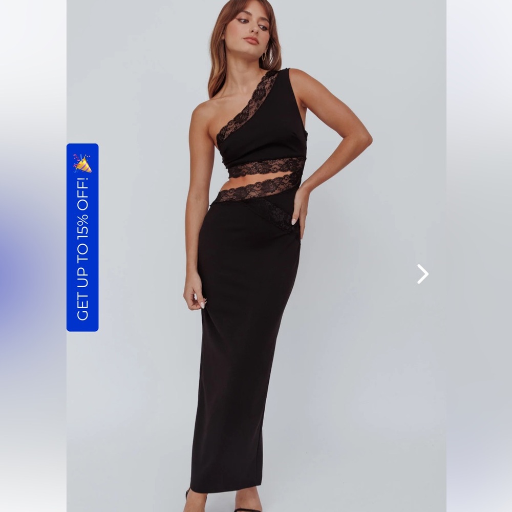 Mahli one shoulder cut-out black lace dress